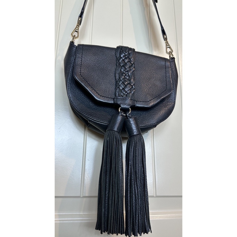 Rebecca Minkoff Black crossbody Women's Handbag purse tassels braided Western